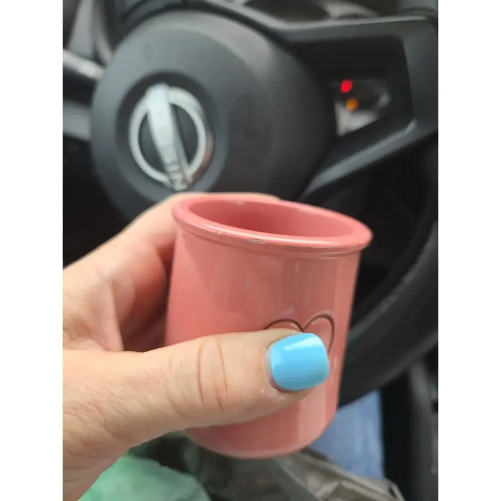 Handmade Vermont & Ole Keramik Pottery Cups Lot of 4 Pink Blue Heart Crocks
